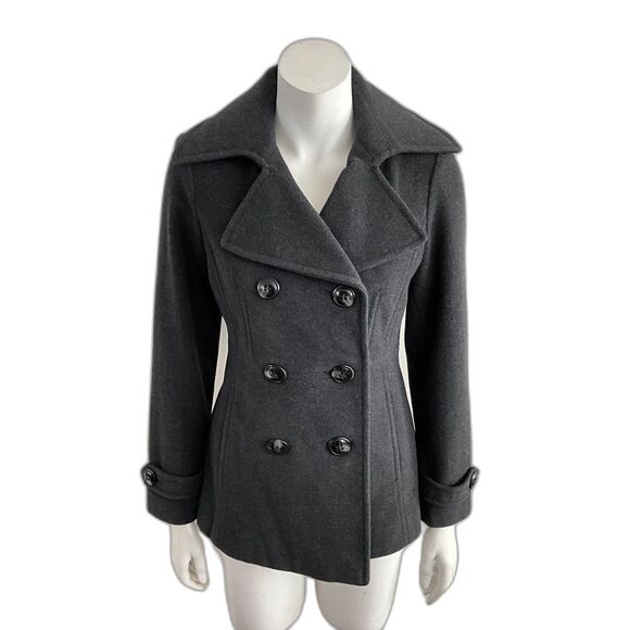 London Fog Wool Blend Double Breasted Jacket Gray Long Sleeve PS - Picture 1 of 8